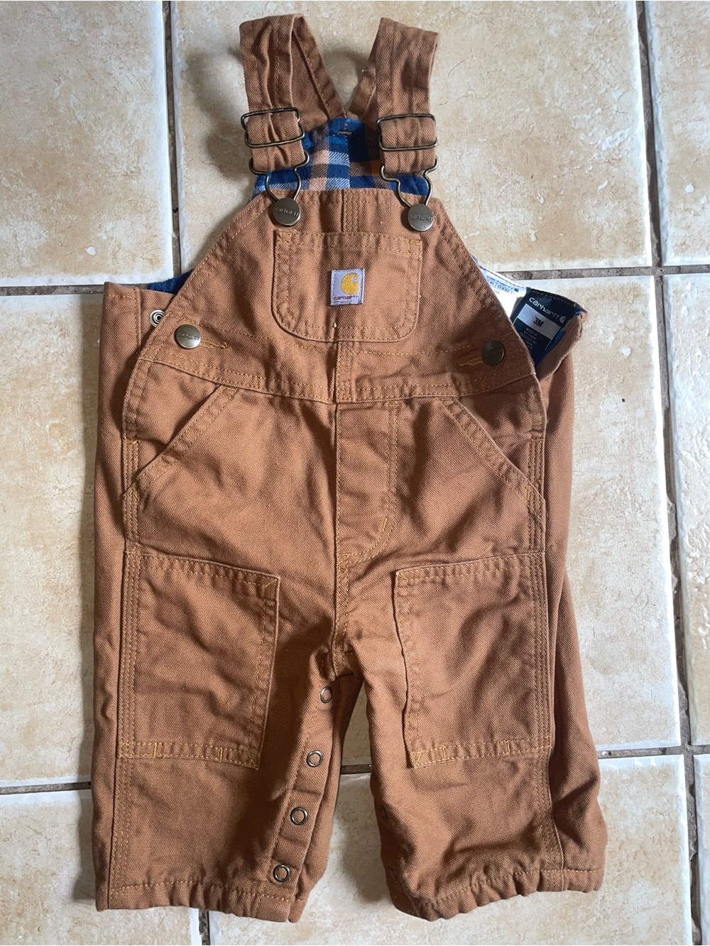 Carhartt Kids Tan Brown Duck Canvas Bib Overalls